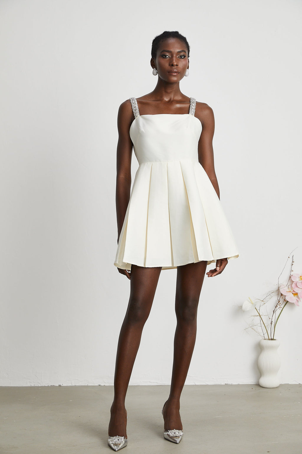 Ludivine pileli mini elbise