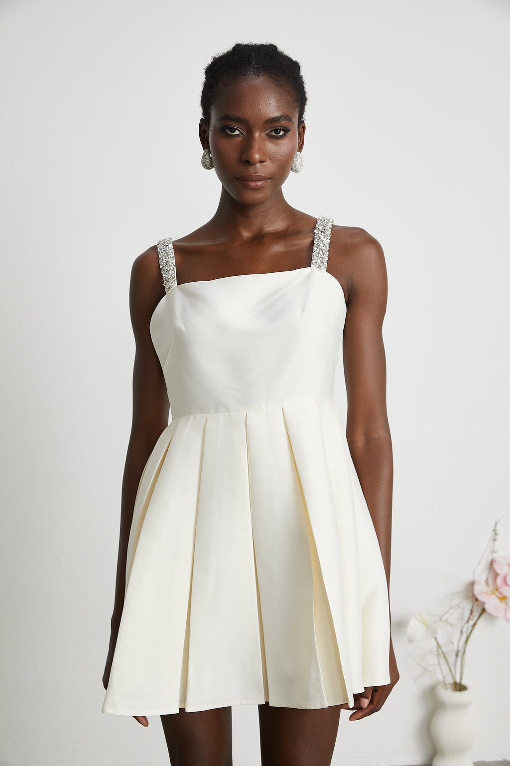 Ludivine pileli mini elbise