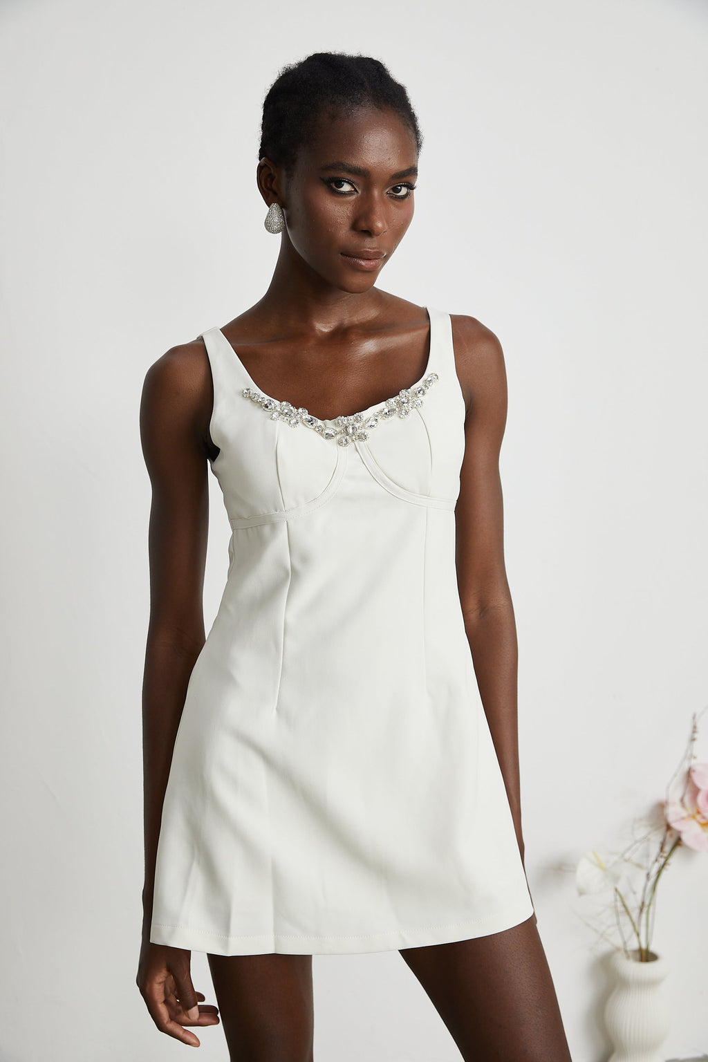 Noémie süslemeli mini elbise