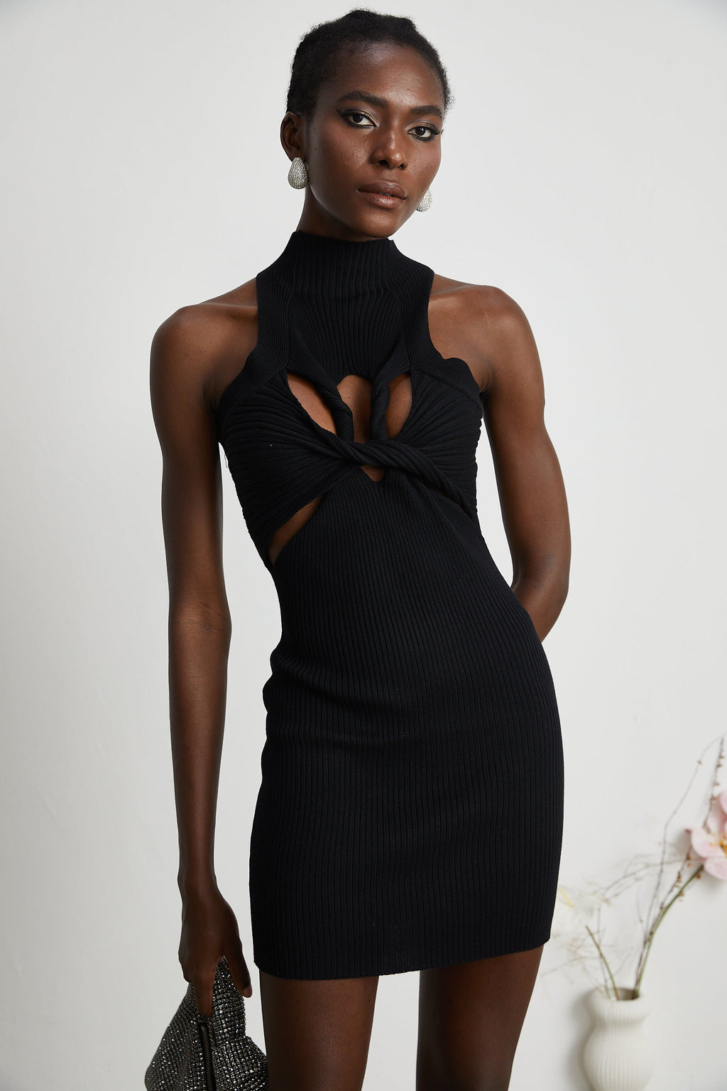 Émilie dekolte mini elbise