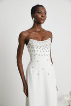 Melisande süslemeli midi elbise