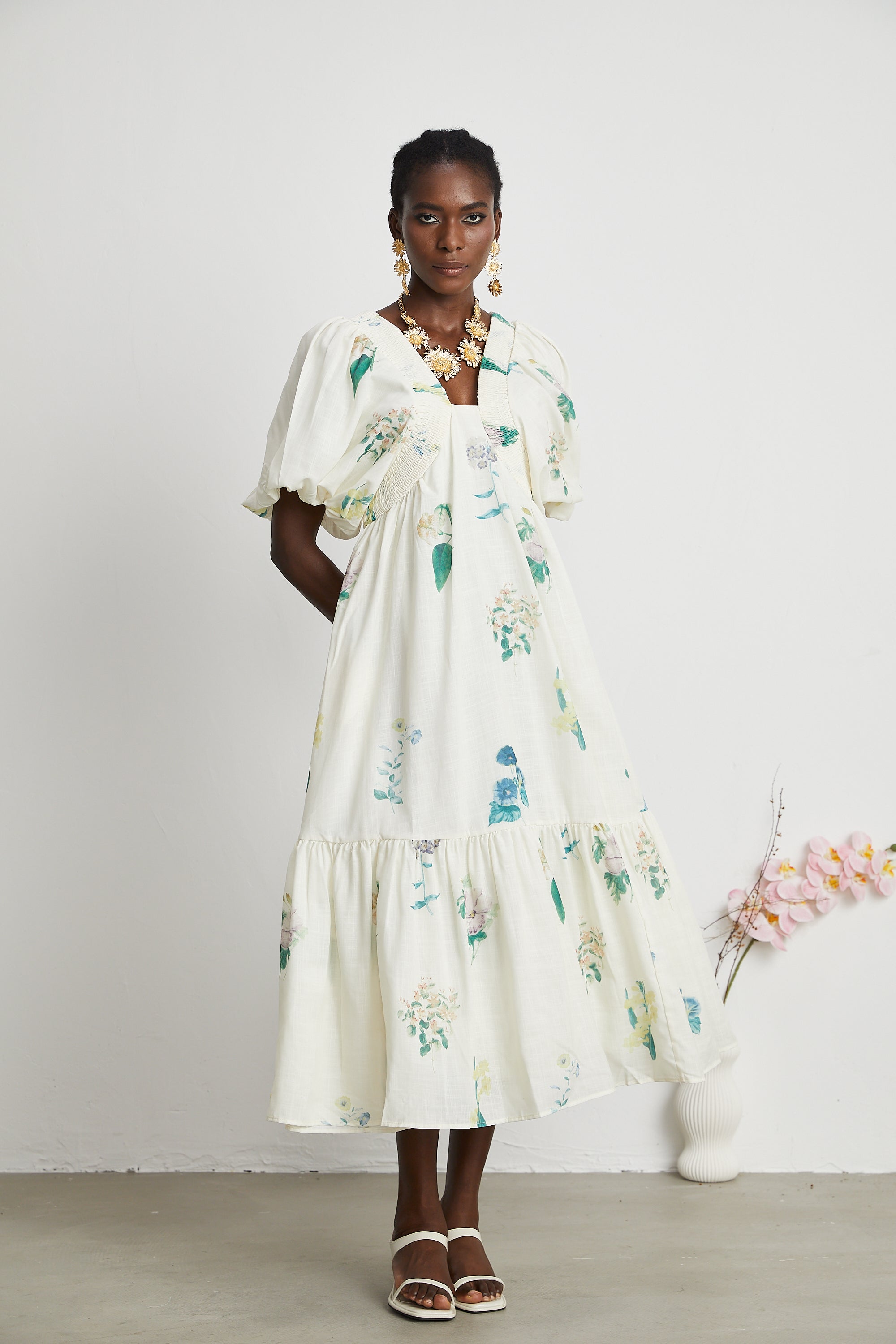 Cyrielle desen midi elbise