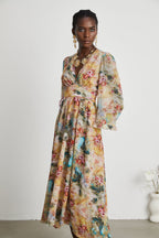 Désirée yüksek bel midi elbise