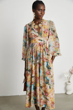 Désirée yüksek bel midi elbise