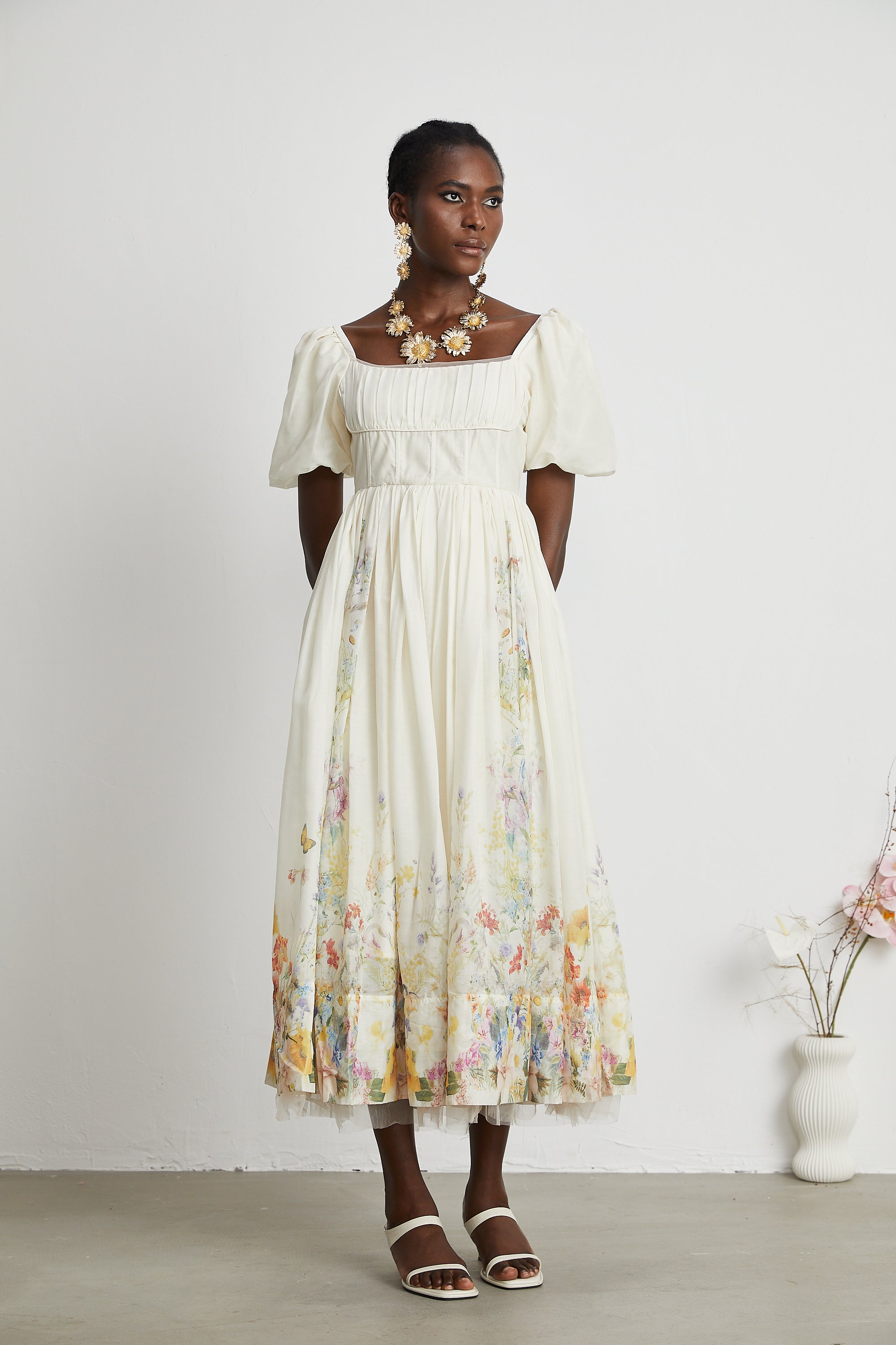 Victoire desenli midi elbise