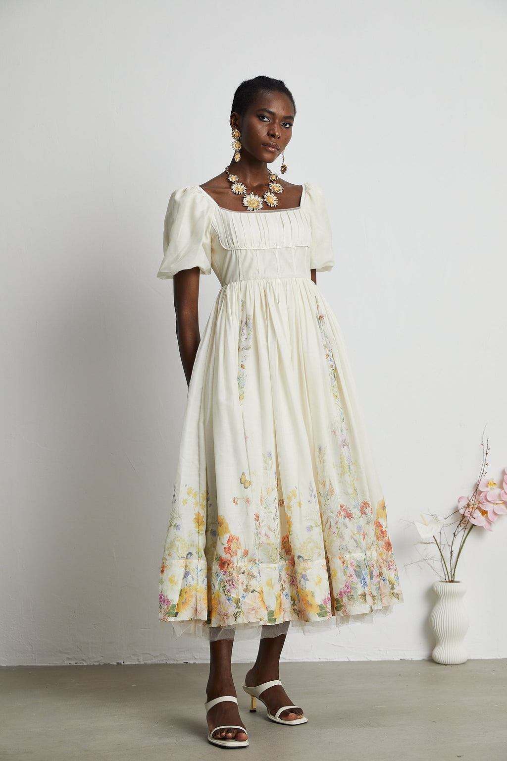 Victoire desenli midi elbise