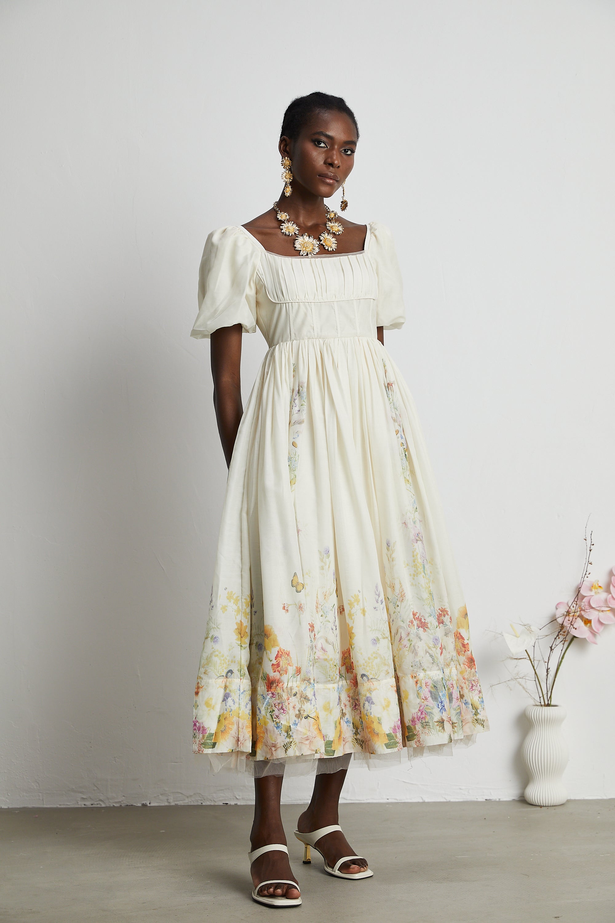 Victoire desenli midi elbise