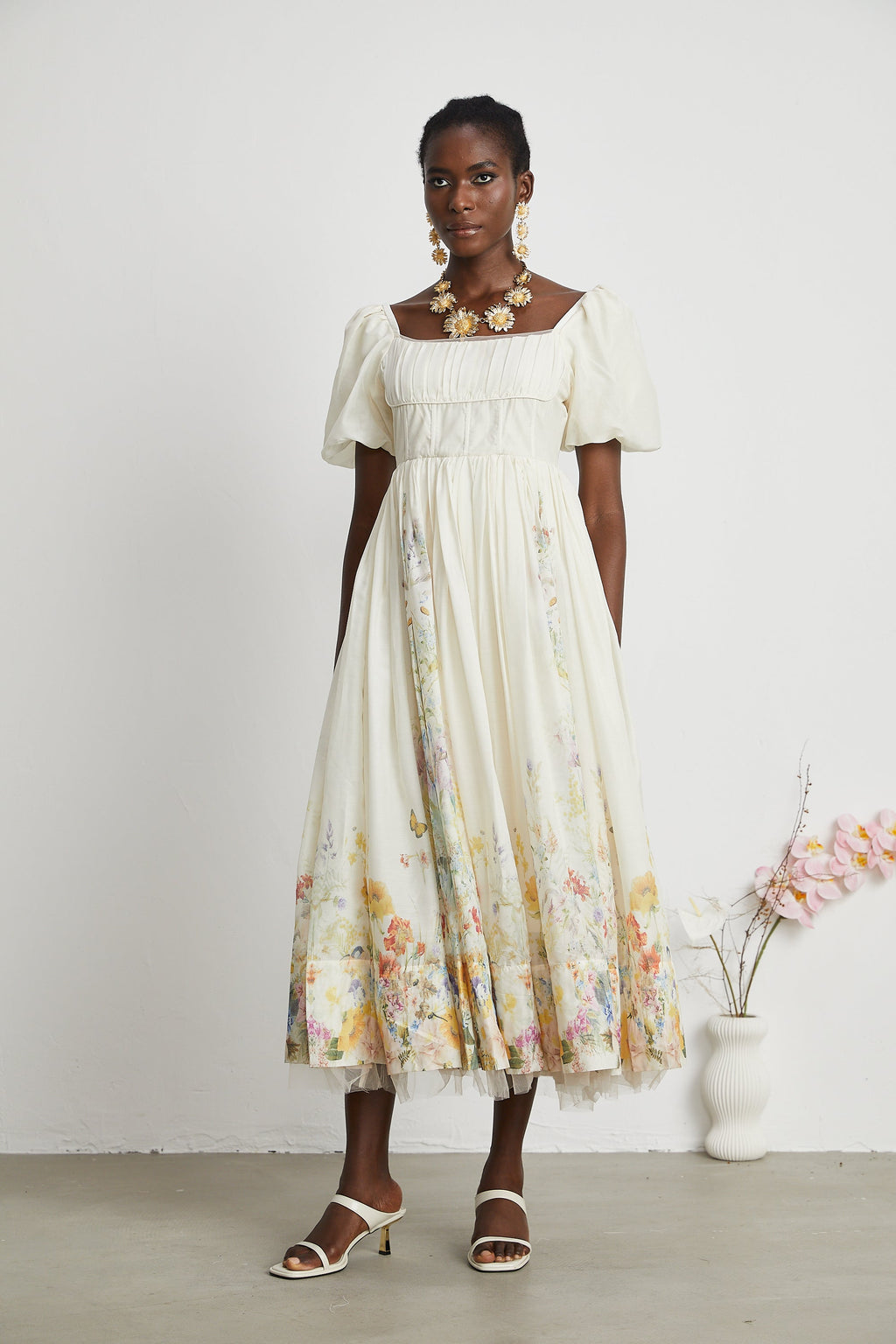 Victoire desenli midi elbise