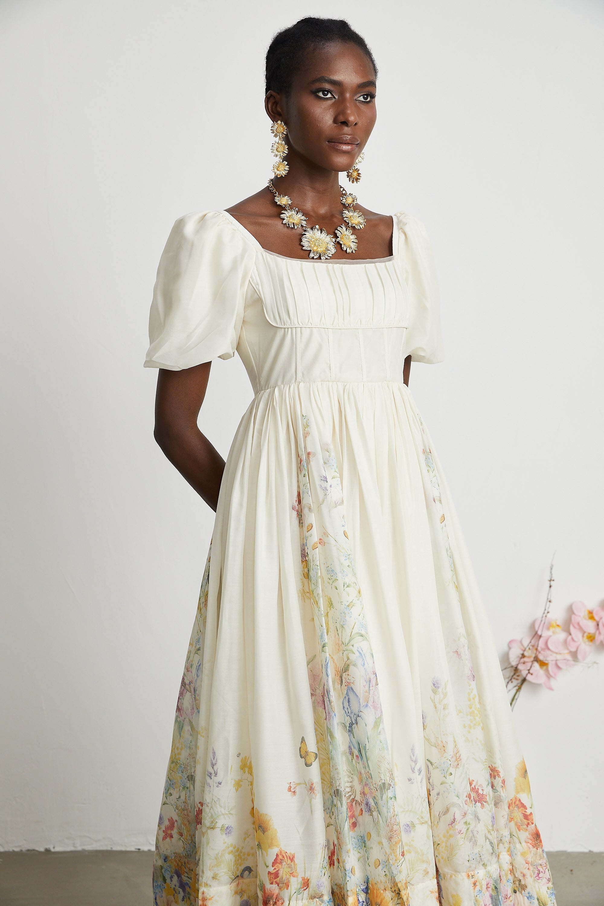 Victoire desenli midi elbise