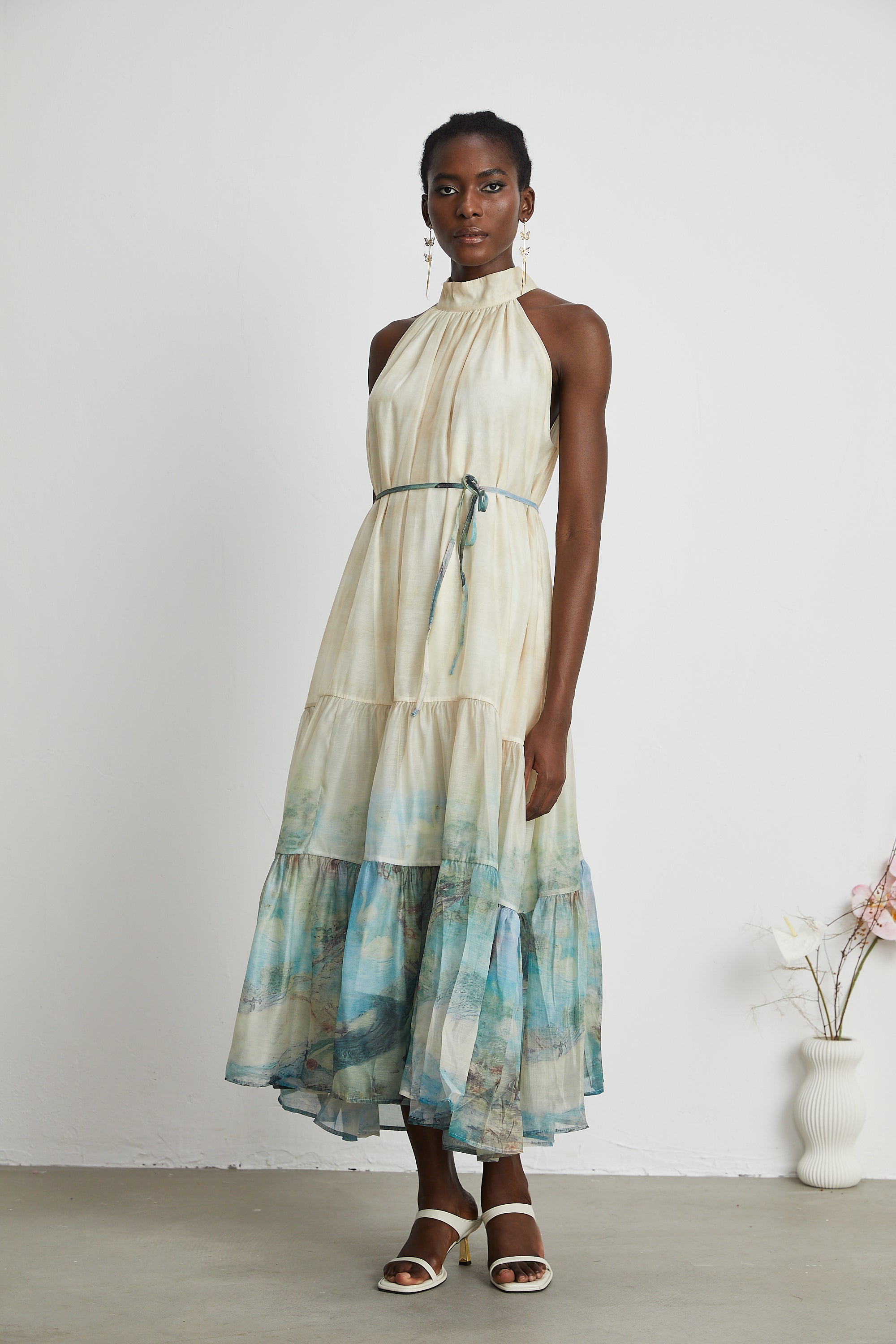 Delphine desen midi elbise