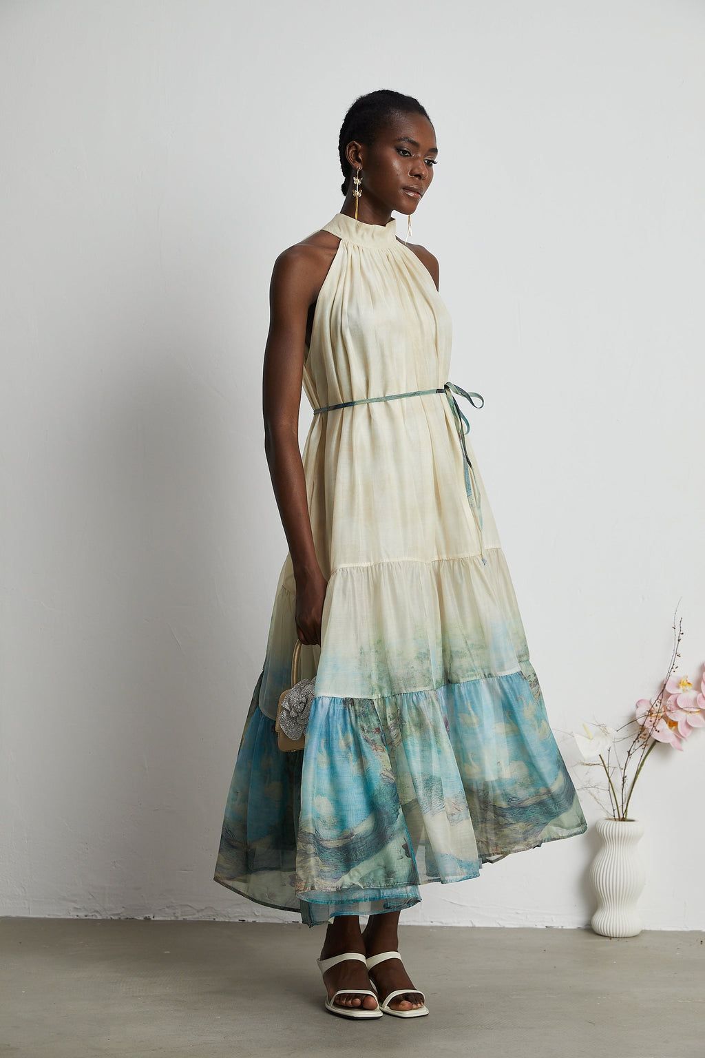 Delphine desen midi elbise