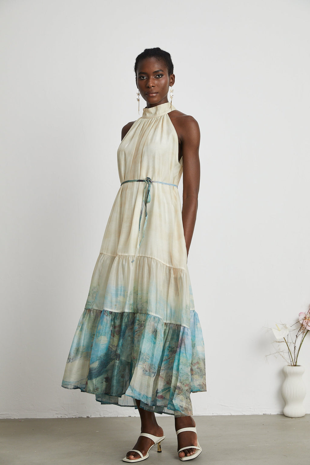 Delphine desen midi elbise