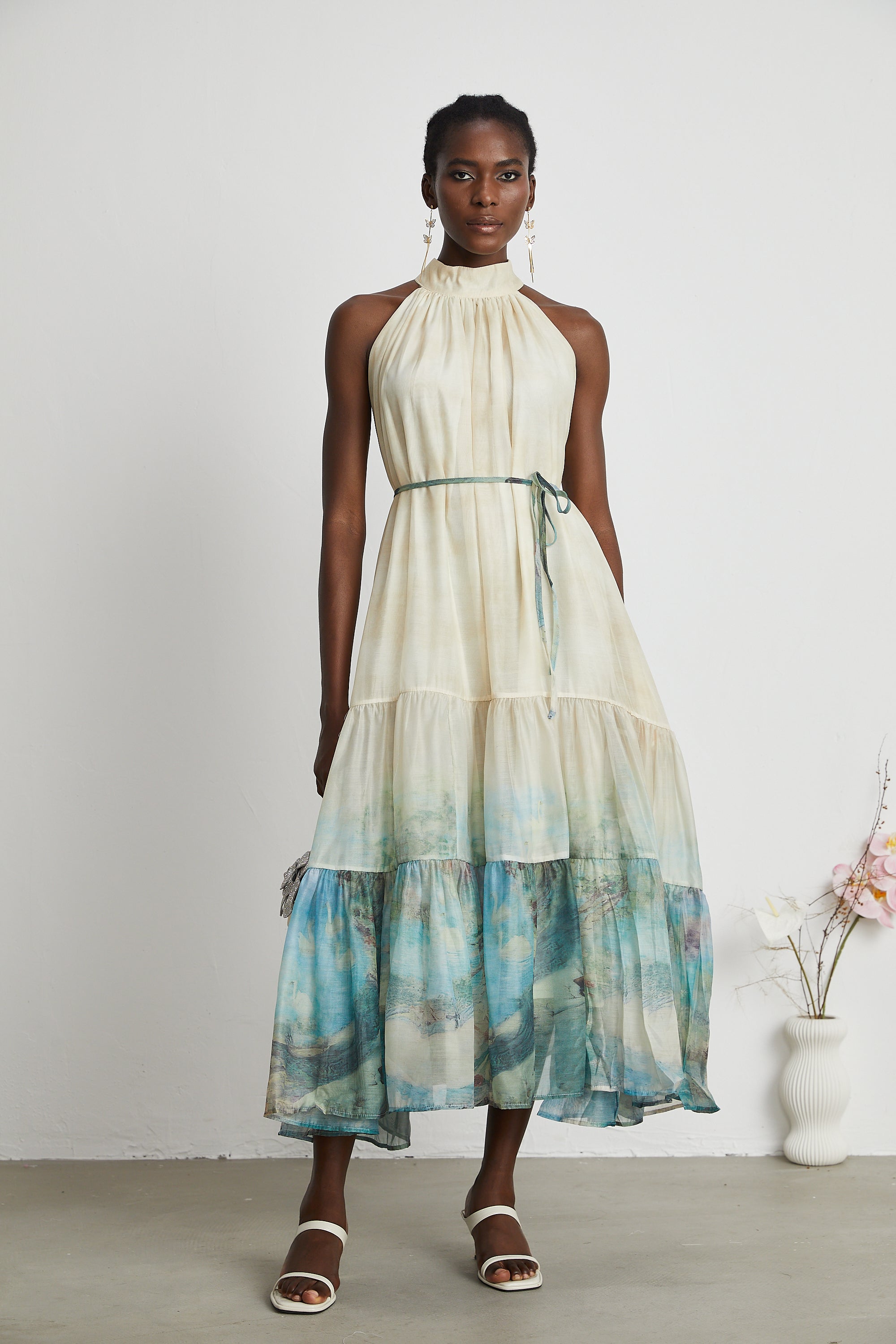 Delphine desen midi elbise