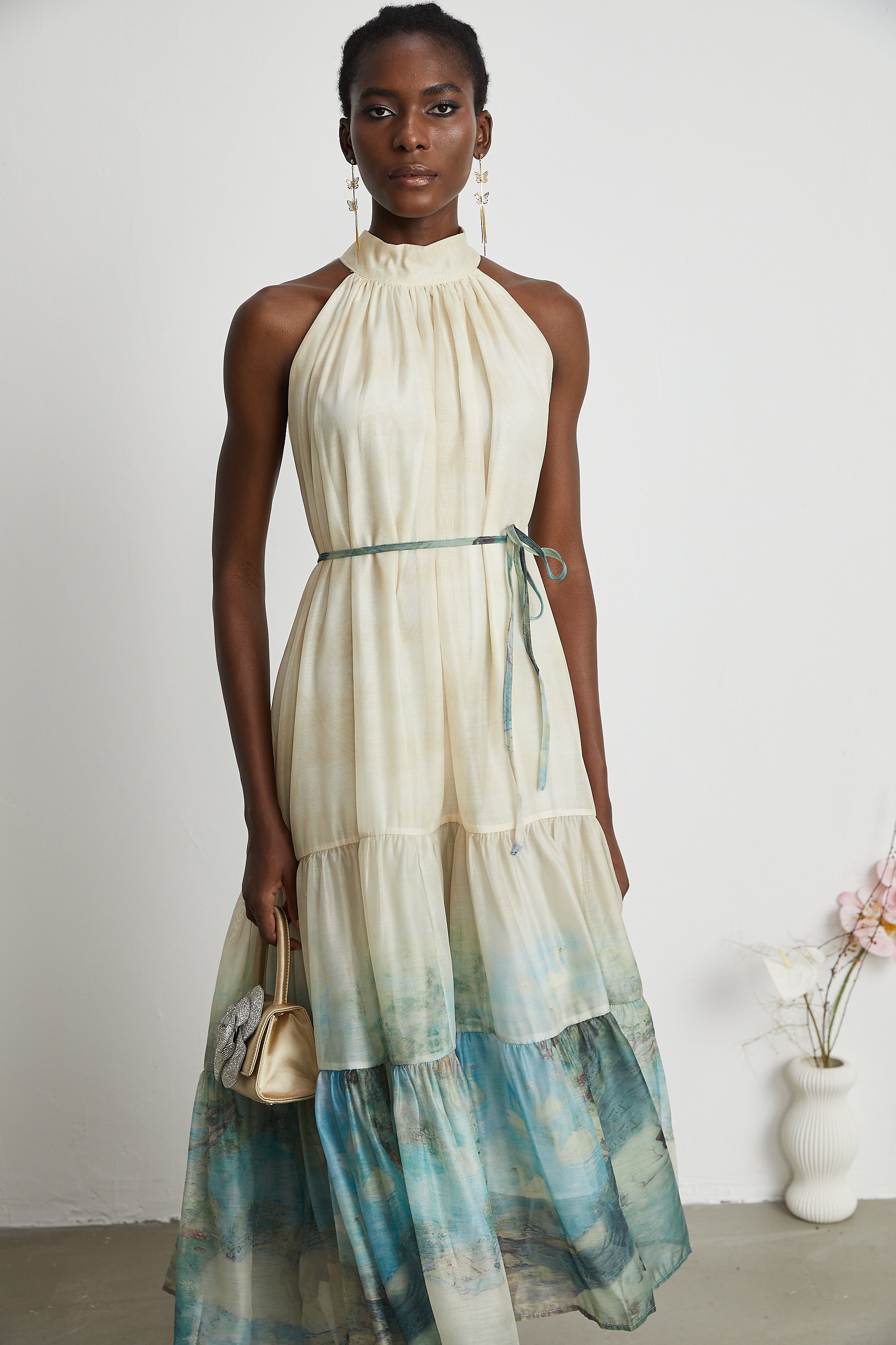 Delphine desen midi elbise