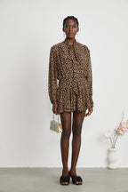 Laurence leopar mini elbise