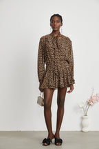 Laurence leopar mini elbise