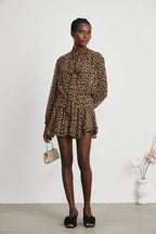 Laurence leopar mini elbise