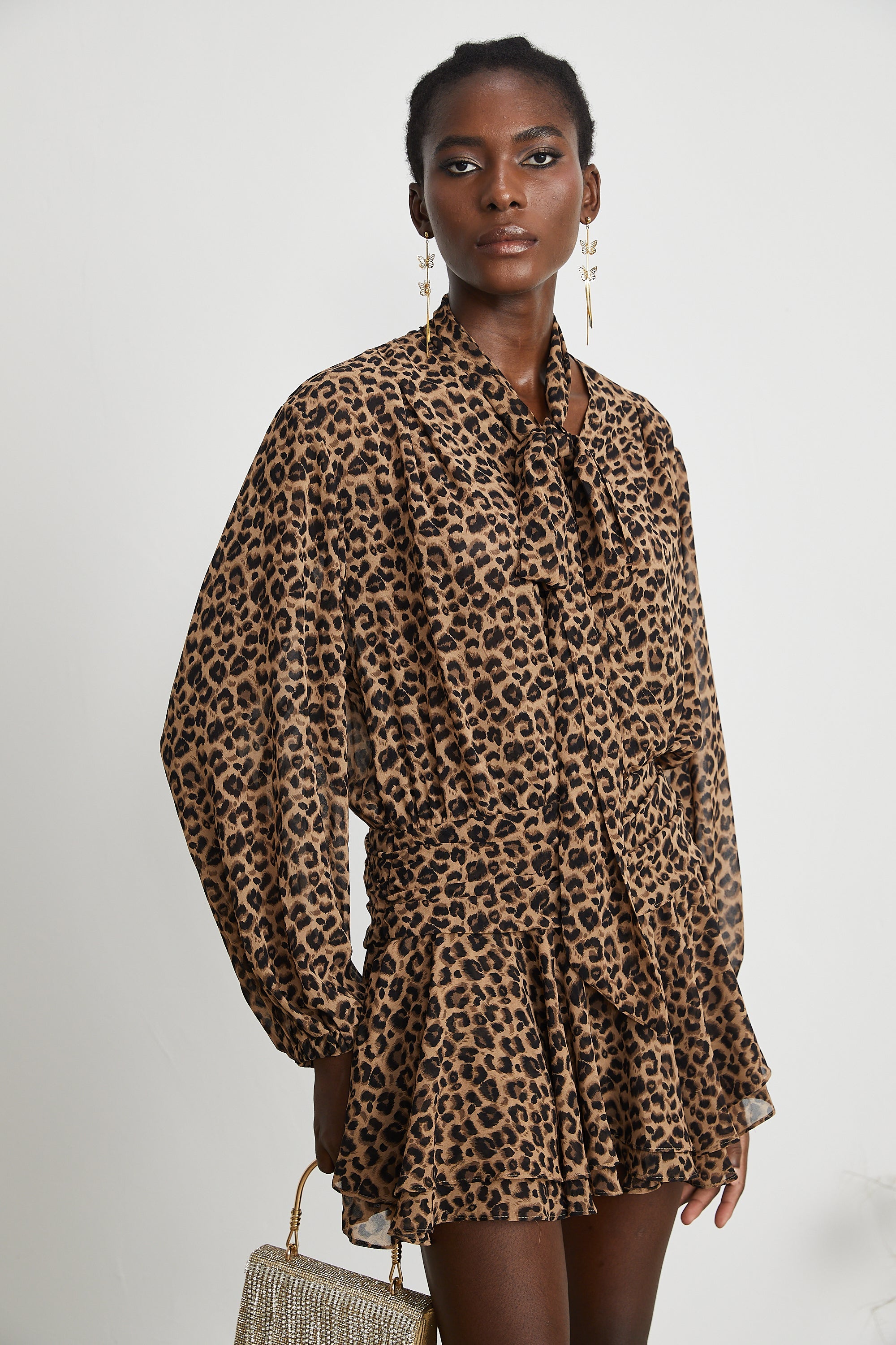 Laurence leopar mini elbise