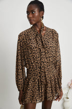 Laurence leopar mini elbise