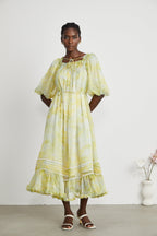 Fabienne fırfır midi elbise