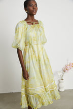 Fabienne fırfır midi elbise