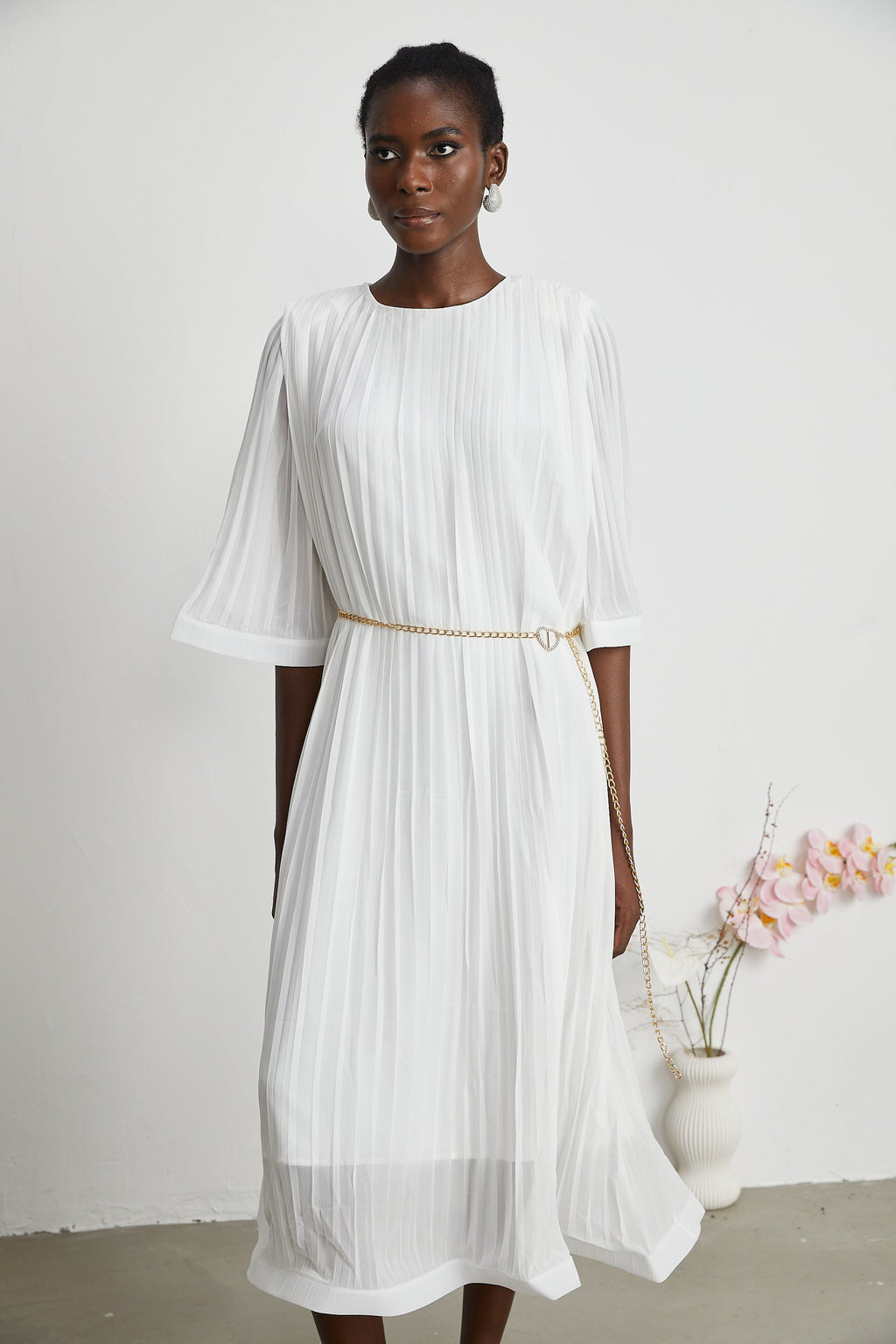 Gaëlle kloş midi elbise