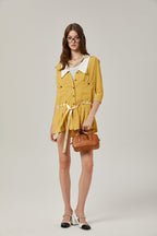 Véronique pileli mini elbise