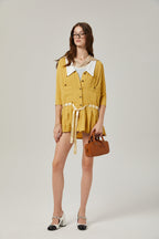 Véronique pileli mini elbise