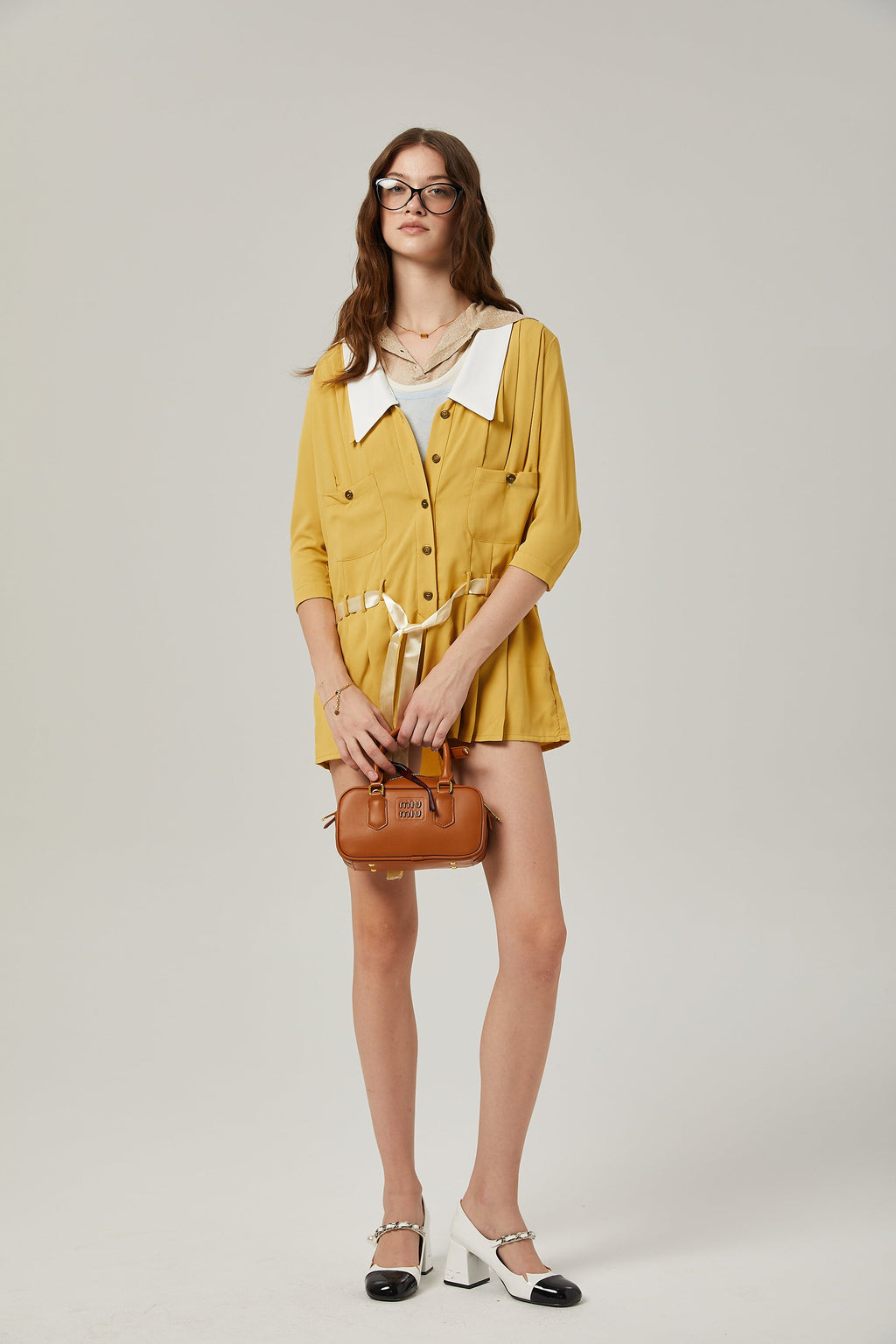 Véronique pileli mini elbise