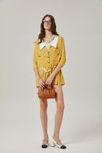 Véronique pileli mini elbise