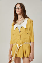 Véronique pileli mini elbise