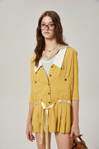 Véronique pileli mini elbise