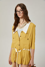 Véronique pileli mini elbise