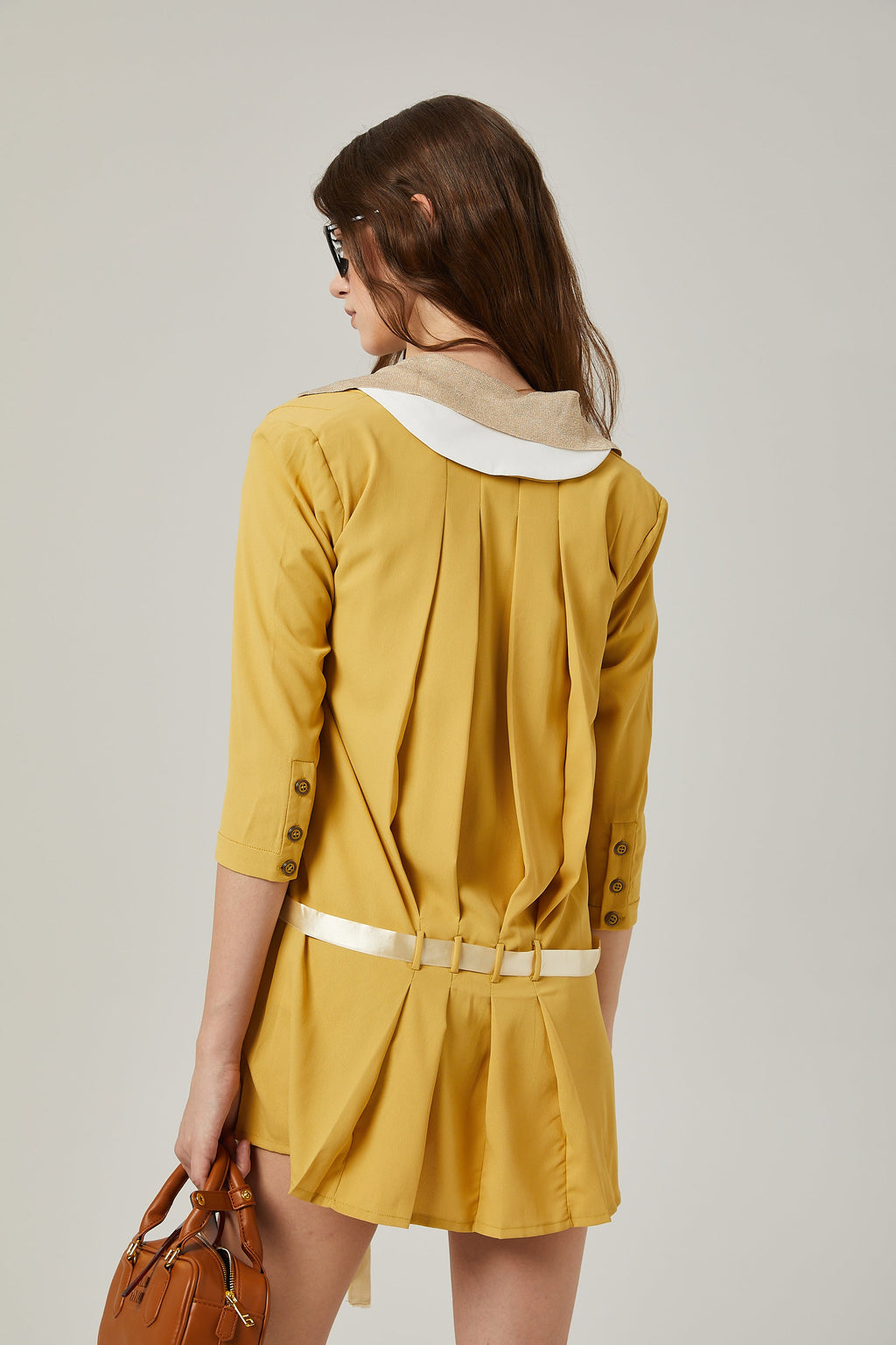 Véronique pileli mini elbise