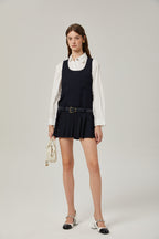 Suzette pileli mini elbise