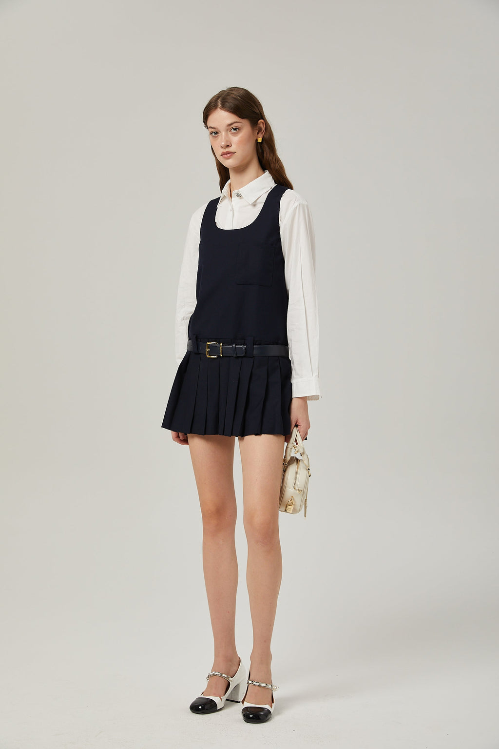 Suzette pileli mini elbise