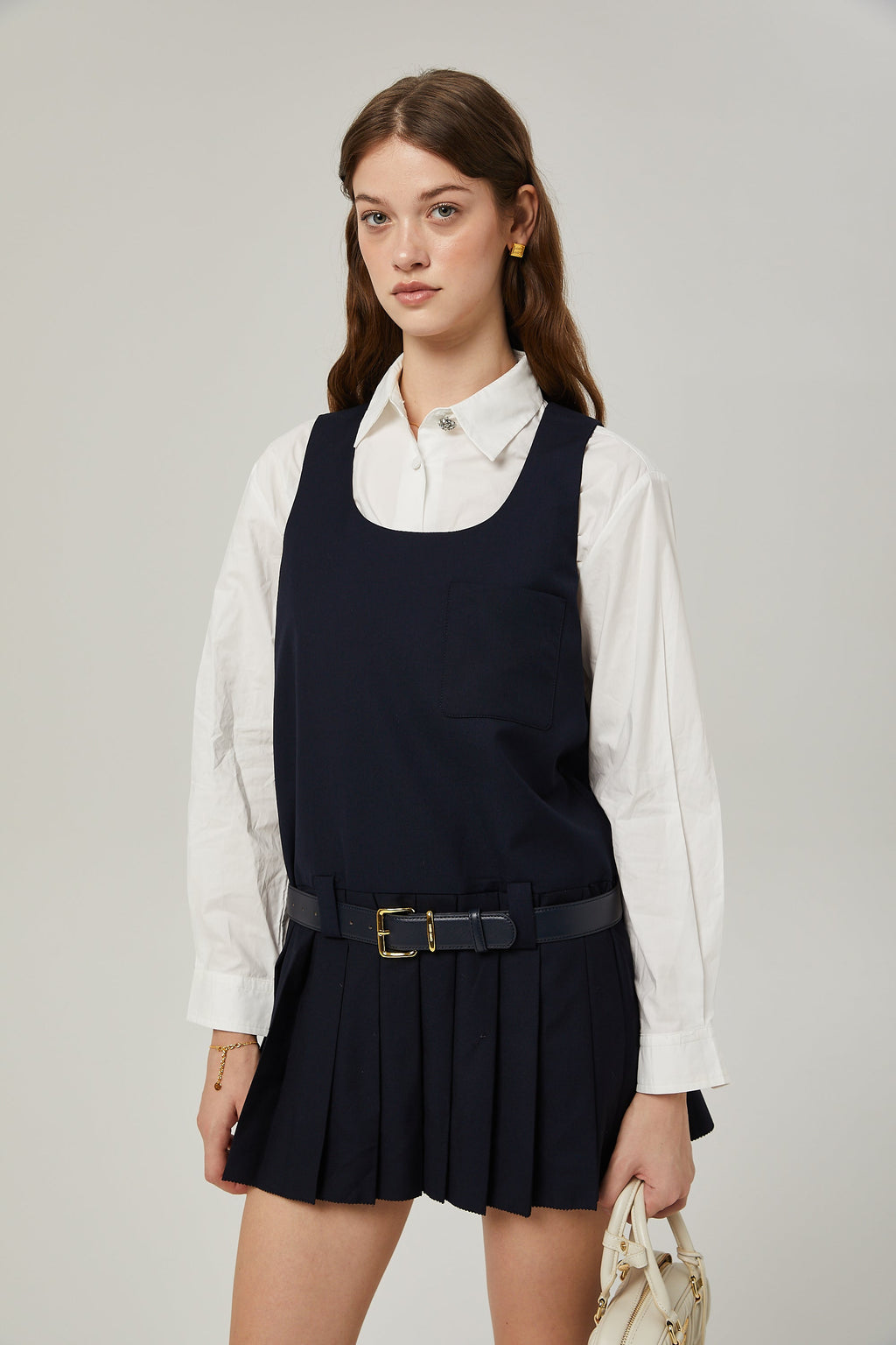 Suzette pileli mini elbise