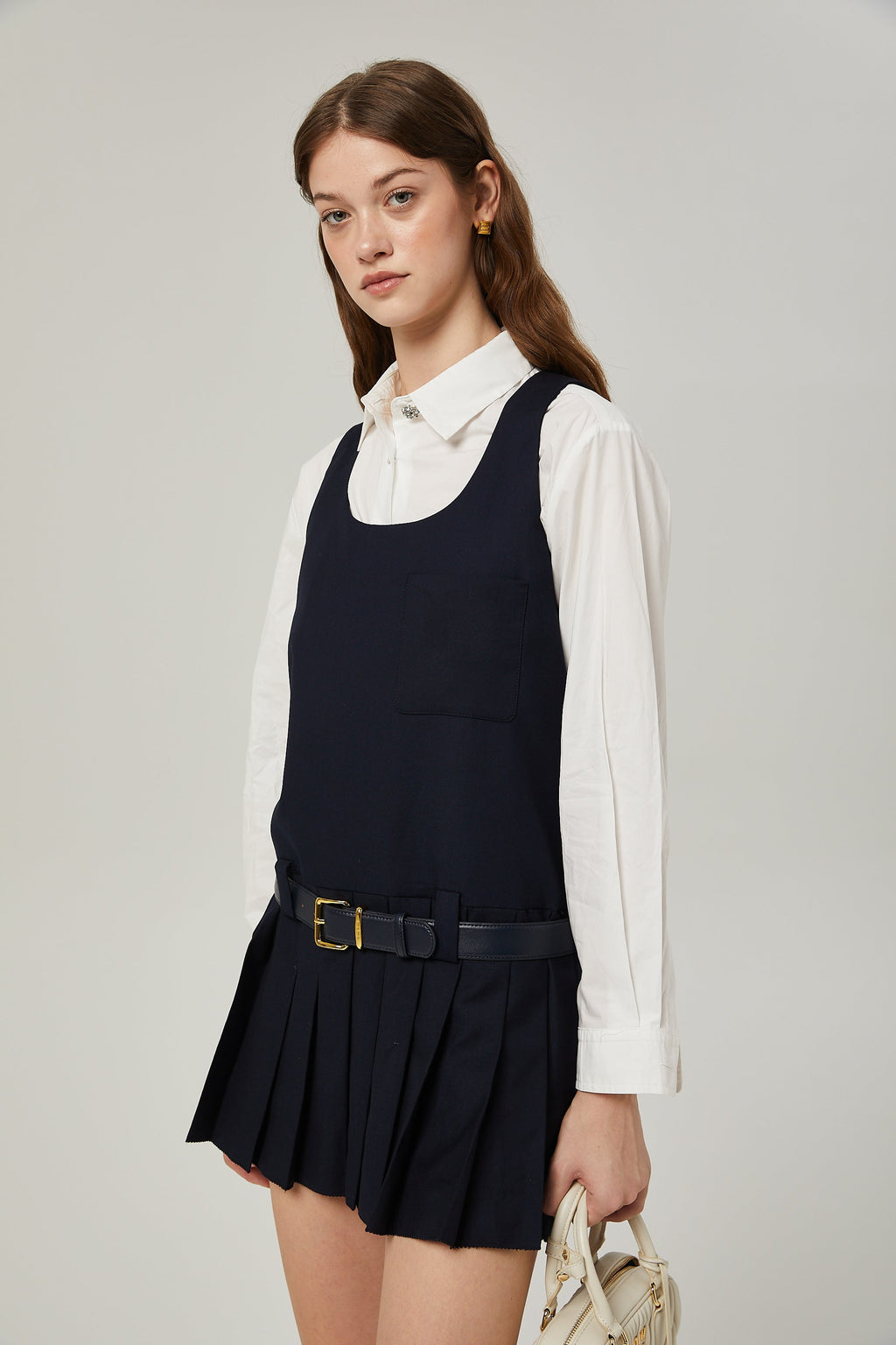 Suzette pileli mini elbise