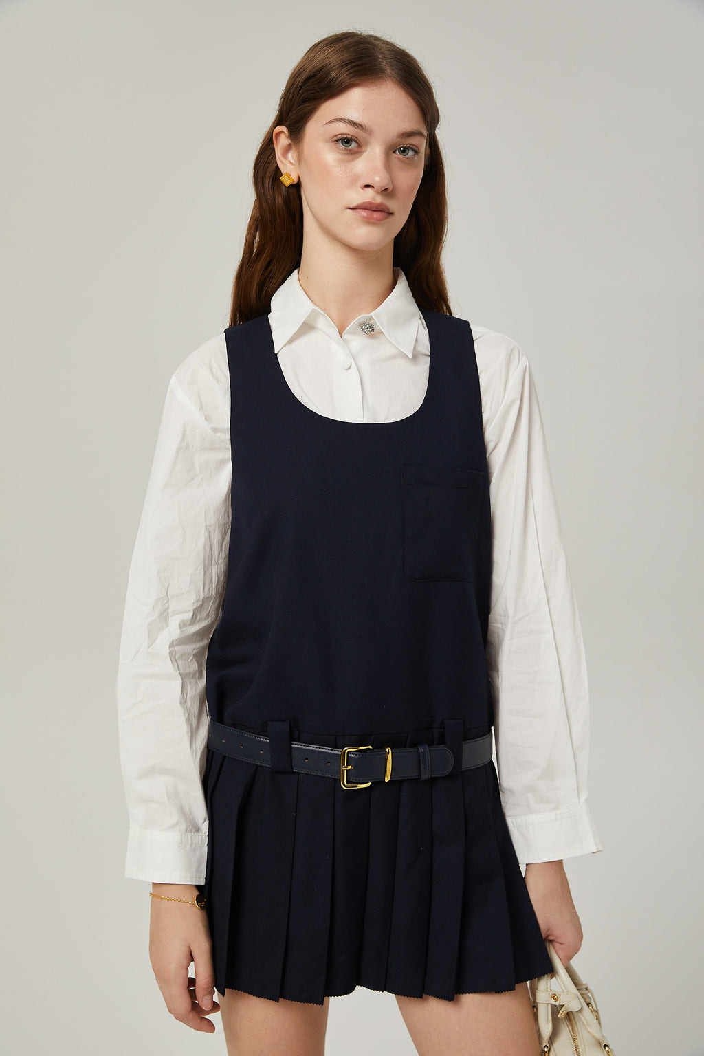 Suzette pileli mini elbise