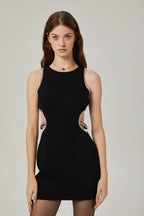 Lila kristal mini elbise