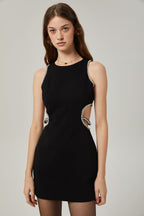 Lila kristal mini elbise