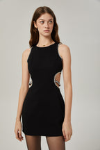 Lila kristal mini elbise