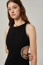 Lila kristal mini elbise