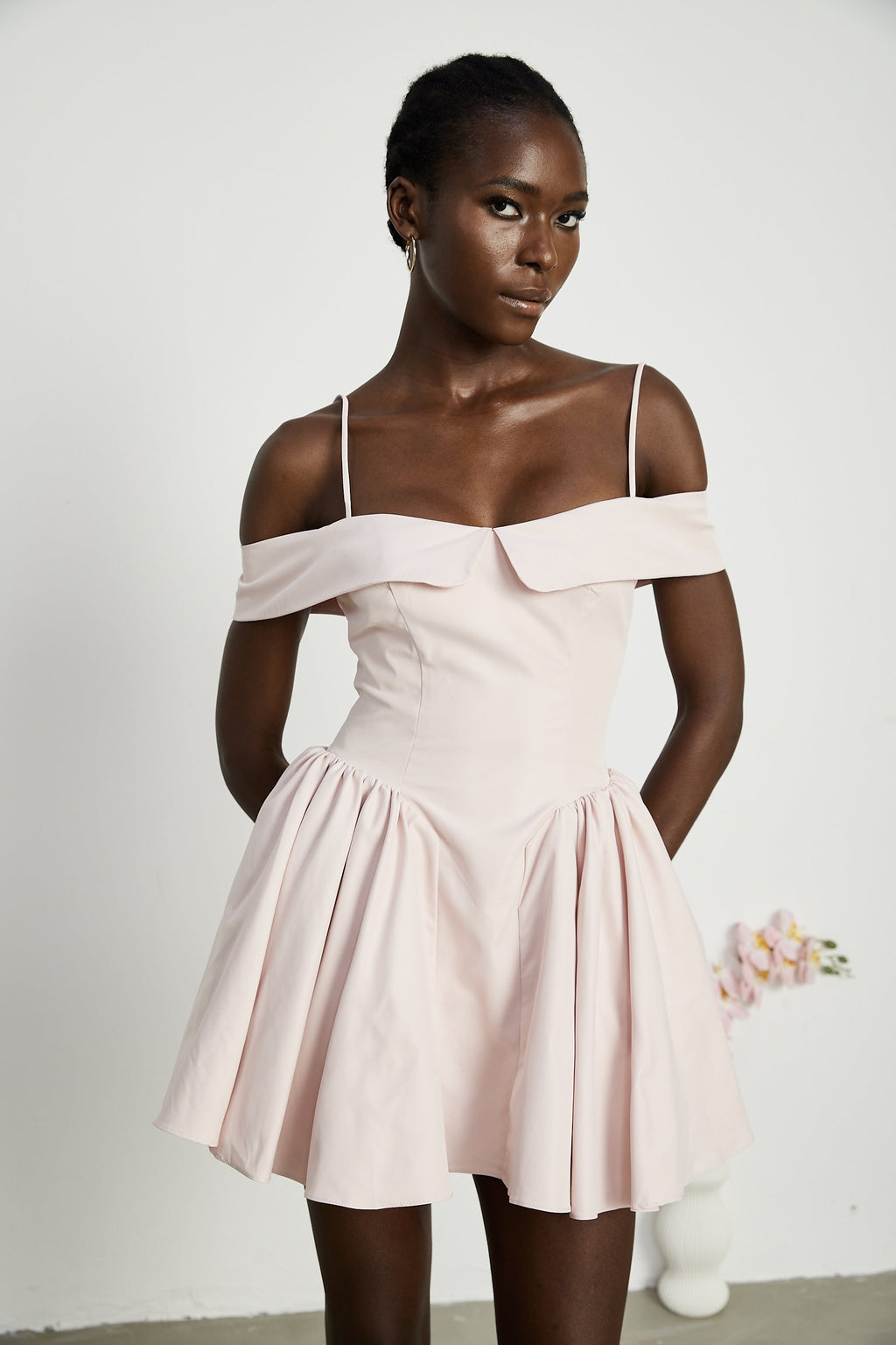 Diane yüksek bel mini elbise