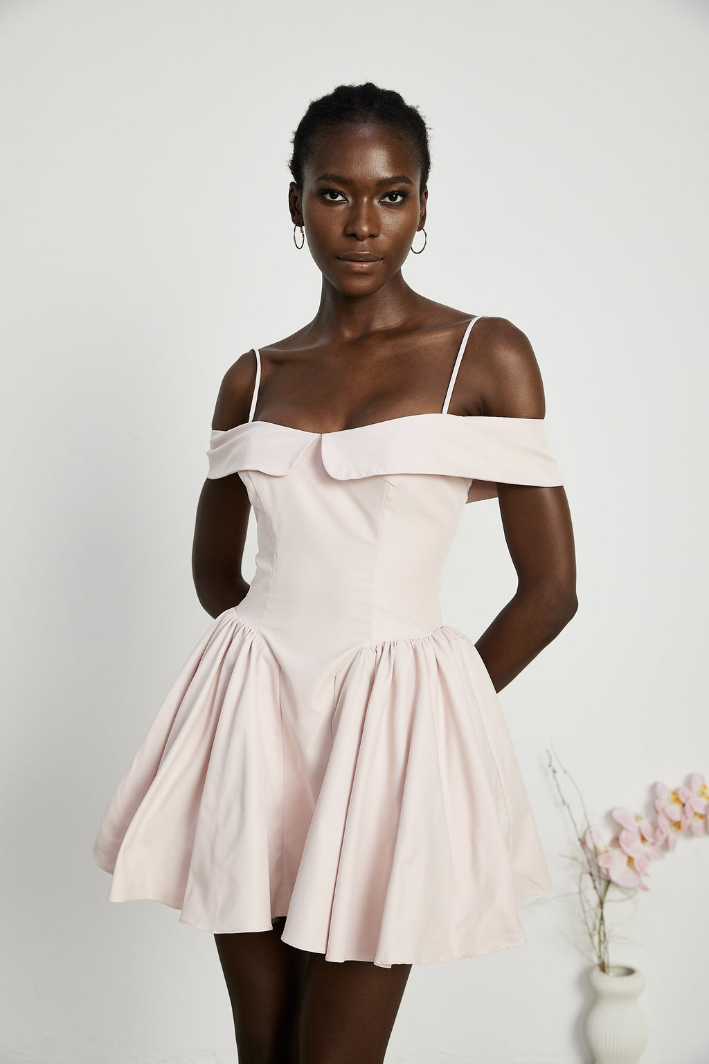 Diane yüksek bel mini elbise