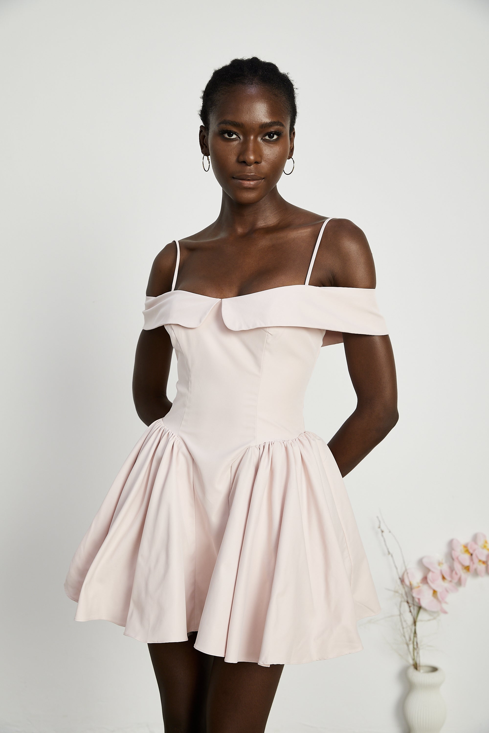 Diane yüksek bel mini elbise