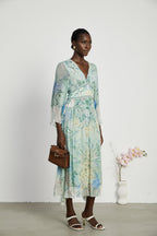 Emmelina kristal midi elbise