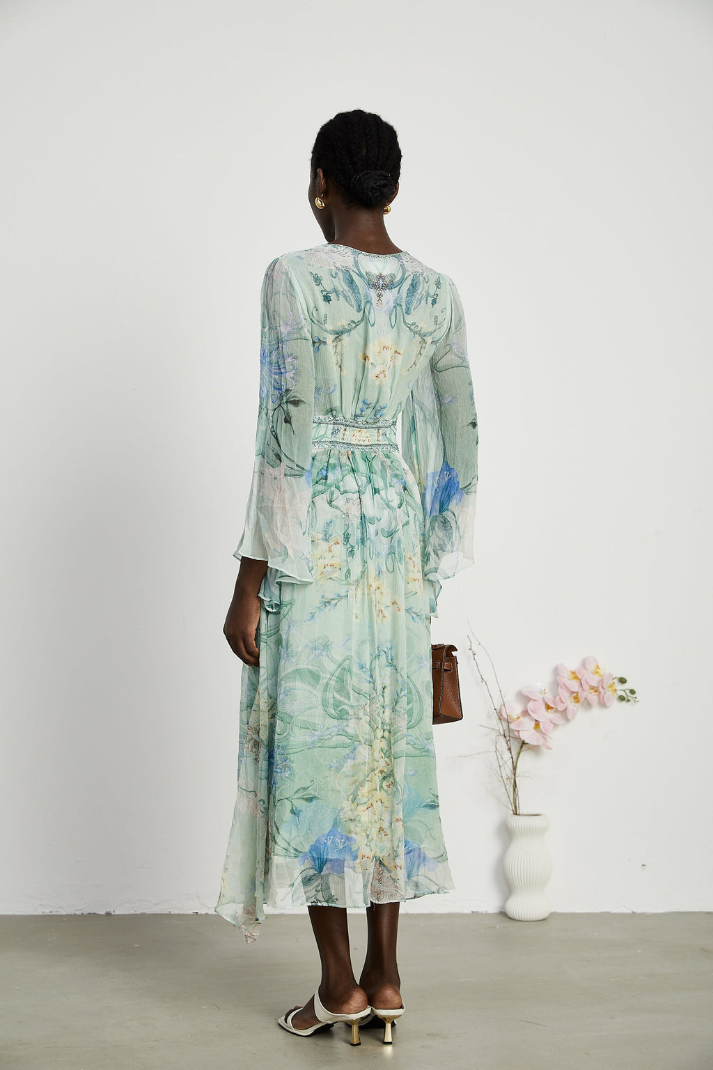 Emmelina kristal midi elbise