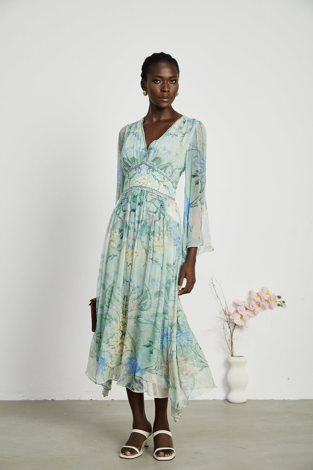 Emmelina kristal midi elbise