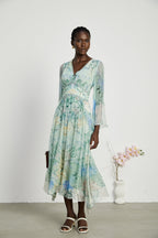 Emmelina kristal midi elbise